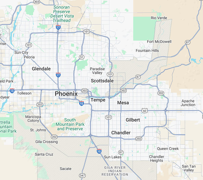 Map of the Phoenix area